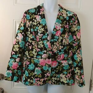 BFA Classics black floral unlined Blazer
